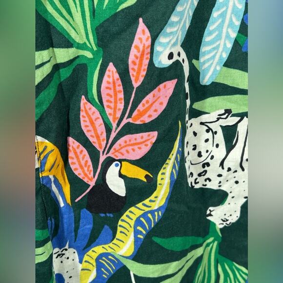 Christian Siriano Linen Wide Leg Pants Tropical Jungle Print NWT Small Resort - Picture 9 of 14